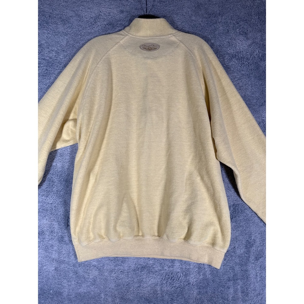 Straight Down Mens Yellow Fleece Quarter Button Pullover Mock Neck Made in USA L - Picture 8 of 12